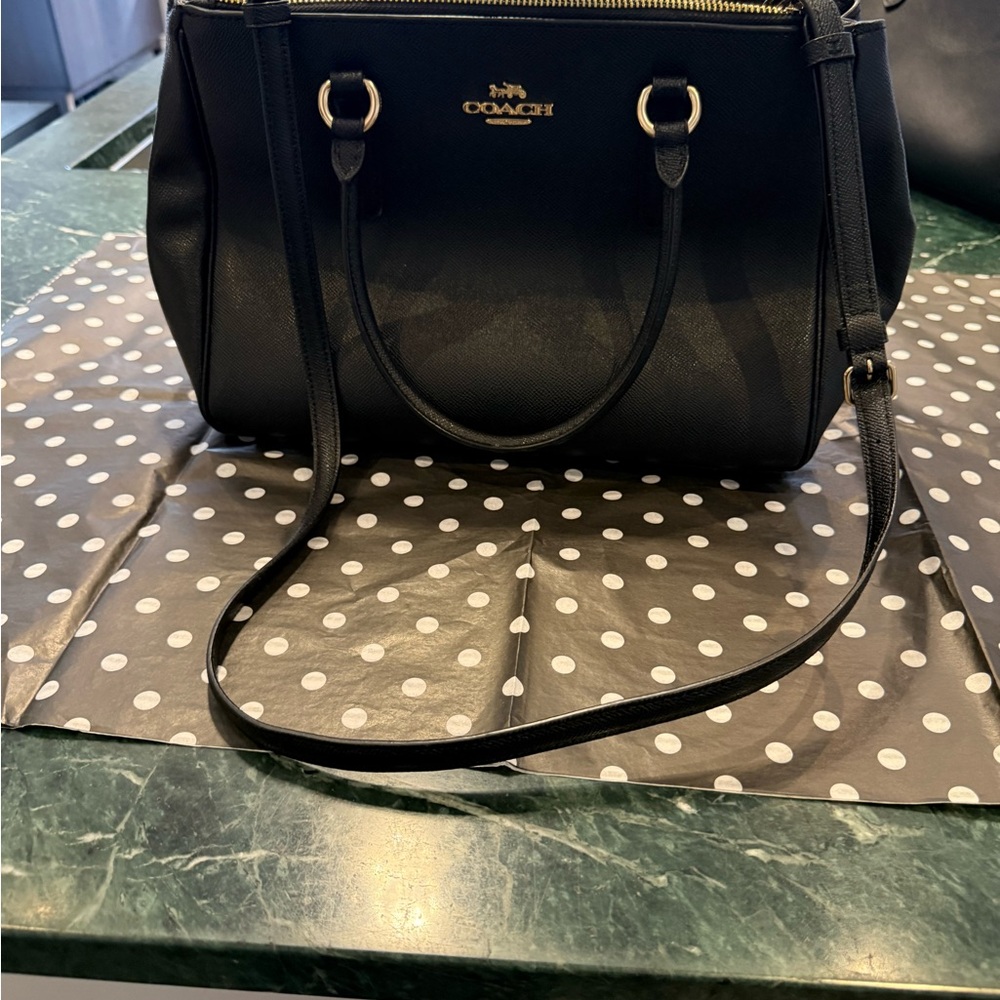 Coach Black Satchel with Gold Accents - Picture 4 of 9